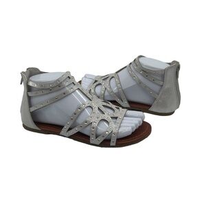 Piper Silver Sparkle Embellished Gladiator Flat Sandals Size 4 Big Girl's